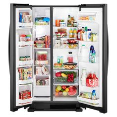 an open refrigerator filled with lots of food