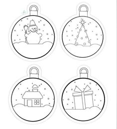 four christmas ornament coloring pages