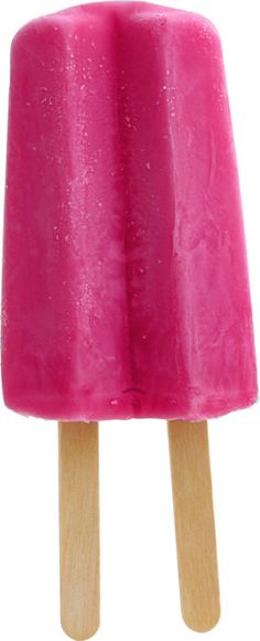 a pink popsicle sitting on top of a wooden stick