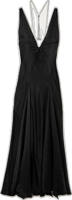 Silk Midi Dress For Party, Black Satin Bias Cut Midi Dress, Elegant Black Dress With Satin Trim, Knee-length Black Satin Midi Dress, Black Satin Knee-length Midi Dress, Evening Dress With Satin Trim, Evening Satin Dress With Satin Trim, Evening Satin Dress With Bias Cut, Knee-length, Evening Satin Dress In Bias Cut, Knee-length