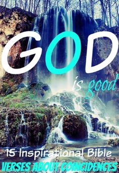 a waterfall with the words god is good on it