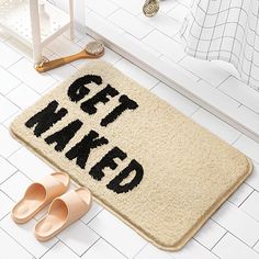 Bath and Shower Mats Get Naked Bathroom Mat - Living Simply House Funny Letters, Bath Or Shower, Entrance Mat, Bathroom Doors, Minimalist Bathroom, Bath Mat Rug, Bathroom Mats, Stylish Gifts