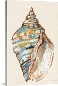 a painting of a seashell on a white background