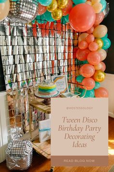 a birthday party with balloons and streamers