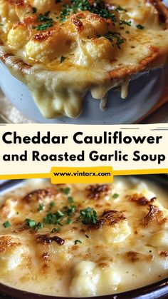 Warm up with a bowl of Cheddar Cauliflower and Roasted Garlic Soup! 🧀🥣 Creamy, cheesy, and packed with the rich flavors of roasted garlic and tender cauliflower, this soup is the ultimate comfort food. Perfect for cozy nights or a satisfying lunch. Easy to make and irresistibly delicious! 🌟✨ #CauliflowerSoup #CheesyGoodness #ComfortFood #HomemadeSoup Cockaleaky Soup, Roasted Garlic Cheddar Cauliflower Soup, Cozy Winter Food, Roasted Garlic Cauliflower Soup, Roasted Garlic Soup, Cheddar Cauliflower, Preschool Food, Lunch Easy, Soup Creamy