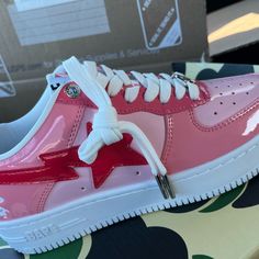 Gently Worn Women’s U.S. Sz 9 - Men’s U.S. Sz 7 Bape Sneakers Bape Pink Shoes, Bape Pink, Bape Shoes, Bape Sneakers, Sneaker Heads, Custom Shoes Diy, Shoes Diy, Party Inspo, Pink Sneakers