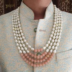 Indian Groom Necklace, Sherwani Necklace, Mens Jewelry, Multilayer Necklace, Pearl Necklace, Unisex Necklace, Long Necklace, Groom Jewelry 4 Layered Pearl Beads Necklace An elegant pearl beads necklace with the most stunning festoon. The perfect accessory for your occasion. This necklace is handcrafted with love Necklace Length: Choose from the drop-down menu (comes with adjustable back Dori/cord) (Length of the necklace in the image is 24 inches) Package: 1 Necklace Material: Premium Pearl beads, brass Care: Store in an airtight plastic bag or box. Keep away from water, moist place & fragrance For Express shipping, the option is available in the drop-down menu at checkout. If you need any help regarding placing an order or express shipping, feel free to message us DISCLAIMER: This product Groom Jewelry, Pearl Beads Necklace, Multilayer Necklace, Kundan Jewellery Set, Sabyasachi Jewellery, Long Kurta, Western Necklaces, Pearl Necklace Designs, Necklace Mens