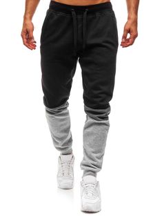 Long Drawstring Elastic Panel Jogger Pants - Black - 4B84681512 - Men's Clothing  #MensClothing #Men's #Clothing Jogger Pants Style, Sporty Pants, Drawstring Waist Pants, Border Box, Drawstring Jogger, Sports Trousers, Polyester Pants, Mens Cuts, Pants Style