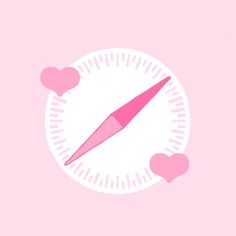 a pink pen is in the center of a white circle with hearts around it on a pink background