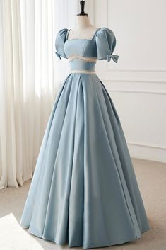 Party Dress Blue, Prom Dress Blue, Satin Evening Dress, Intricate Beading, Future Wardrobe, Satin Evening Dresses, Evening Dresses With Sleeves, Fashion Goals