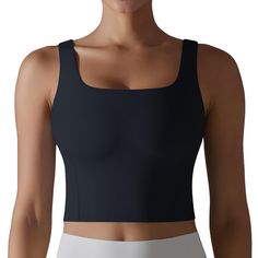 PRICES MAY VARY. Longline Sports Bra: Sports bras for women featuring sleeveless square neck and U back desigh. The sleeveless workout top athletic tank tops with built in NO removabale pad provide high support and coverage. Elastic band inside prevent the bra from shifting. yoga crop top, push up sports bras. Women longline sports bra yoga tank tops desigh ideal for high impact activities. Built-in Padded Yoga Bra: Women's longline sports bra sports square neck tank tops yoga tops, wireless hig High Impact Sports Bras, Yoga Crop Tops, Workout Tops For Women, Yoga Sports Bra, Yoga Tank, Yoga Tank Tops, Workout Yoga, Yoga Bra, 4 Way Stretch Fabric