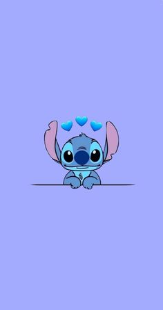 the cute little blue elephant with hearts on its head is peeking out from behind a wall