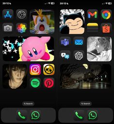 an iphone screen with several different icons on the phone and in front of it is a cartoon character