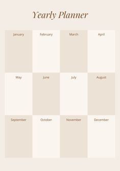 the year planner is shown in beige and white