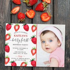 a baby's first birthday party with strawberries