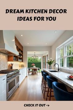 the kitchen is clean and ready to be used as a dining room or living room