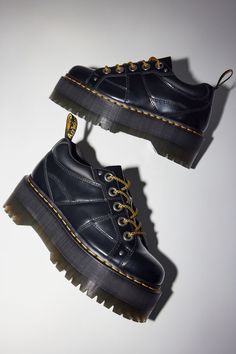 Dr. Martens 5-Eye Quad Max Shoe Grunge Heels, Grunge Formal, Platform Docs, Slippers Heels, Sneakers Slippers, Shop Boots, Image Swag, Funky Shoes, Shoe Inspo