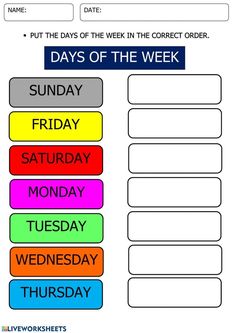 the days of the week worksheet for students to practice their writing and spelling skills