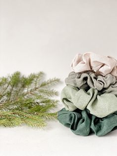 100 % Linen scrunchies made from Eco- friendly organic linen and they are really soft and so pleasant to wear. Linen scrunchies are the essential hair accessory for adults or children and they are a great alternative to plastic and polyester scrunchies. This set of 4 linen scrunchies is a perfect and considerate gift for your loved one who likes natural materials, living sustainable life and who loves natural colours: greens and natural linen. This set comes in a recyclable packaging - a brown b Sage Green Forest, Women Hair Accessories, Kinds Of Colors, Recyclable Packaging, Natural Colours, Love Natural, Green Forest, Star Gift, Organic Linens