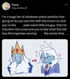 two cartoon characters with crowns on their heads