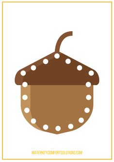 a brown acorn with white polka dots on it's top and bottom half