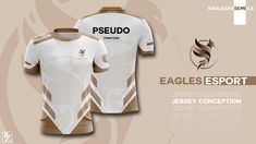 an eagle esport jersey is shown on a beige background