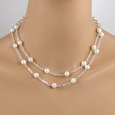 Lovely tin cup necklace made with 8mm white freshwater pearls and sterling silver chain. The necklace is 36 inches (91.44cm) long with a sterling silver clasp. The necklace can be worn as one long strand or can be wrapped around and doubled for a layered look. The necklace will arrive in an attractive gift box. White Pearl Gold Necklace, Tin Cup, Gold Pearl Necklace, Necklace Pearl, Necklace White, Station Necklace, Multi Strand Necklace, Gold Chain Necklace, Silver Chain Necklace