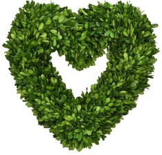 a heart shaped boxwood plant is shown in the shape of a leafy wreath