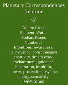 a green poster with the words planetary correspondences