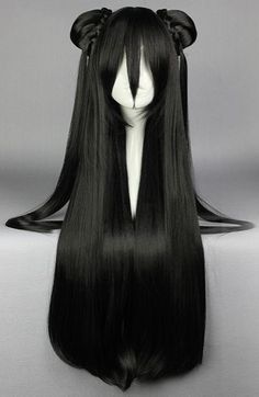 Wig Two Ponytails, Black Cosplay Wig, Kawaii Wigs, Two Ponytails, Pelo Anime, Black Cosplay, Manga Hair, Cosplay Hair, Kawaii Hairstyles