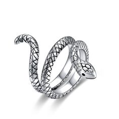 Product description Complete your perfect look with the Vintage Silver Snake Ring from Vielring. The beautiful Vintage Silver Snake Ring belongs to our Vintage Silver Rings category. The ring is suitable for a vintage/retro look. As the ring is individually adjustable in size, you can wear it on several fingers and combine it perfectly with your outfits. The ring has an unadjusted diameter of 16.5mm. Shipping is free of charge within Germany and will be shipped within one working day. Features M Adjustable Snake Shape Promise Ring, Adjustable Snake-shaped Symbolic Rings, Adjustable Snake Symbolic Ring, Silver Snake Ring, Multi Ring, Silver Dragon Necklace, Animal Ring, Snake Ring Silver, Vintage Silver Rings