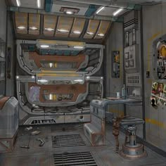 a sci - fi space station is shown in this artist's rendering, with the door open