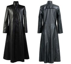 Matrix Neo, Neo Matrix, Gothic Trench Coat, Mens Leather Blazer, Leather Blazer Women, Gothic Jackets, Classic Party, Black Leather Coat, Long Leather Coat