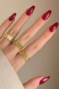 Here Are The 15 Coolest Fall 2023 Nail Trends To Obsess Over Red Chrome Nails, Unghie Nail Art, Red Nail Polish, Red Nail Designs, Makijaż Smokey Eye, Red Nail