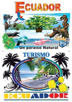 an advertisement for a natural park with pictures of animals, trees and people in the background