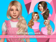 Toddler Hairstyles Girl Sims 4 Cc, Hair For Kids, Sims 4 Children, Sims 4 Cc Makeup, Female Hair