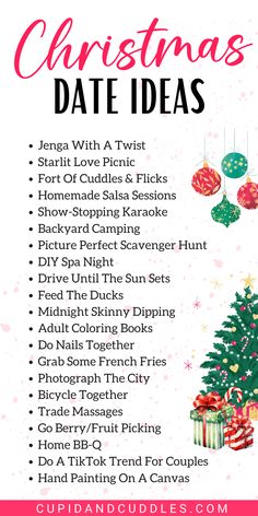 the christmas date ideas list is shown