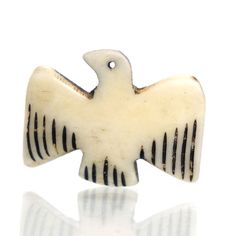 Thunderbird Hand Carved Cow Bone Pendant The Thunderbird is a Legendary Creature in certain North American Indigenous People's history and culture. It is considered a Supernatural Bird of Great Power and Strength. The Thunderbird's name comes from the belief that the beating of its enormous wings causes Thunder in the Heavens and Stirs the Wind. The Thunderbird is always recounted as highly Intelligent, Powerful, and Wrathful. All myths agree one should go out of one's way to avoid getting Thund Animal Bone Jewelry, Thunder Bird, Cow Bones, Bird Beads, Bone Jewelry, Bone Pendant, Carved Bone, Animal Bones, Legendary Creature