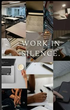 a collage of photos with the words work in science written on them and people working at their laptops