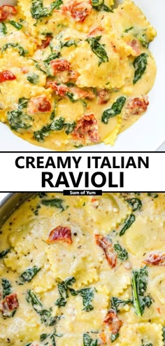 an image of creamy italian ravioli with spinach