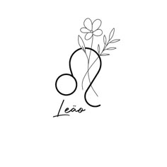 a black and white drawing of a vase with flowers on it's head that says leo