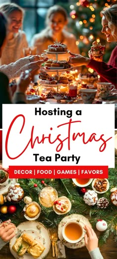 Tea Party For Two People, Holiday Tea Party Food, Holiday Afternoon Tea, Tea Party Set Up Table, Christmas Tea Menu Ideas, Yule Tea Party, Christmas Tea Party Games, Christmas Afternoon Tea Recipes