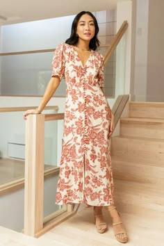 PREORDER - Lia Floral Midi Dress in Rust | böhme Western Floral Dress, Spring Wedding Guest Dress Casual, Floral Midi Dress Summer, Maternity Dress Wedding Guest, Black Wedding Guest Dresses, Blue Wedding Guest Dresses, Midi Floral Dress, Spring Wedding Dress, Royal Family Fashion