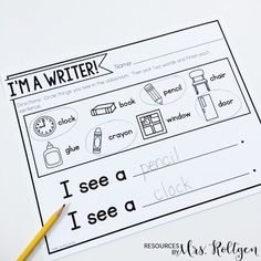 i'm a writer printable worksheet with pencil on top of it