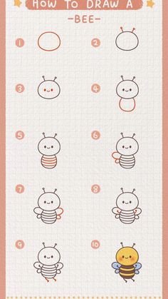 the instructions for how to draw a cartoon bee with different expressions and numbers on it