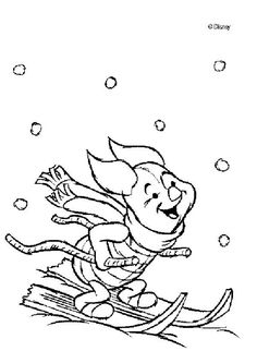 a cartoon character riding skis in the snow