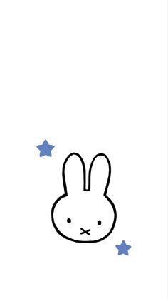 a drawing of a rabbit face with stars around it