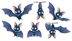 a set of cartoon bats with different expressions