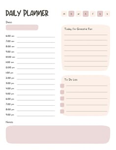 the daily planner is shown in pink and white with black writing on it's side