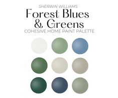 the front cover of forest blues and greens by sherilyn williams, with different colors